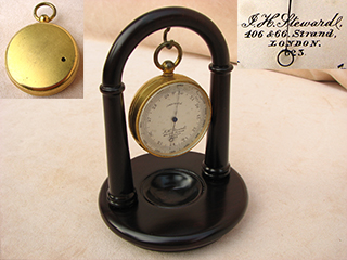 J H Steward pocket barometer/altimeter with Hillwood Stand circa 1880